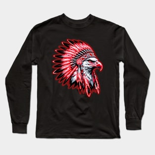 Bald Eagle Wearing a Native American Headdress Long Sleeve T-Shirt